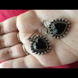 Black onyx heart earrings